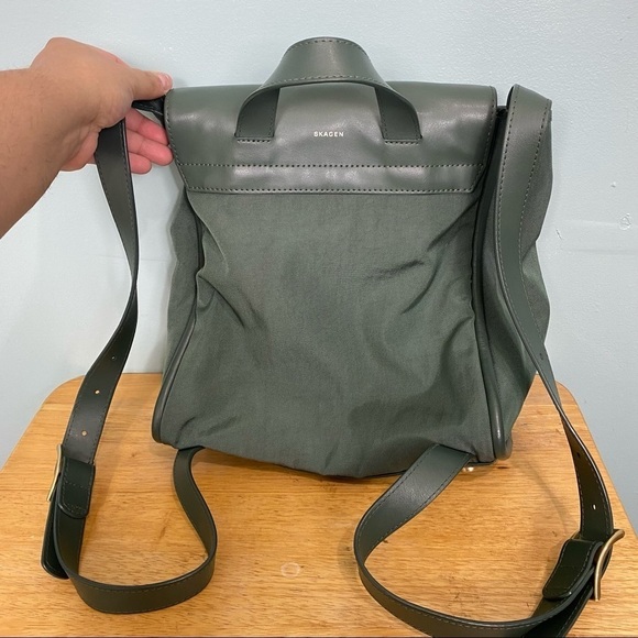 Skagen Womens Ebba Nylon Leather Drawstring Backpack‎ - Picture 4 of 11